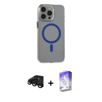 MARSİLYAN™- iPhone 15 Pro Max Kılıf Odak Form Özel Seri - Siyah Bilvis 5in1 3D Magic Cam Ekran Koruyucu + Raze Metal Kamera Lens - SH