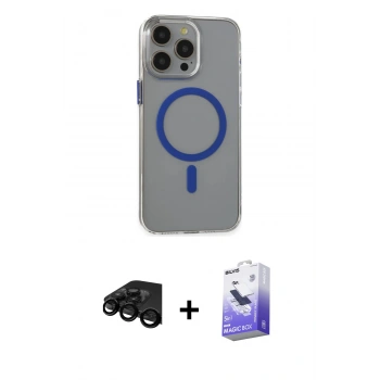 MARSİLYAN™- iPhone 15 Pro Max Kılıf Odak Form Özel Seri - Siyah Bilvis 5in1 5D Magic Hayalet Cam Ekran Koruyucu + Raze Metal Kamera Lens - SH