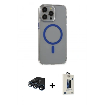 MARSİLYAN™- iPhone 15 Pro Max Kılıf Odak Form Özel Seri - Siyah Bilvis Hayalet Cam Ekran Koruyucu + Raze Metal Kamera Lens - LT