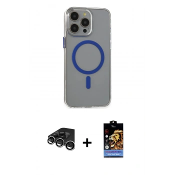 MARSİLYAN™- iPhone 15 Pro Max Kılıf Odak Form Özel Seri - Siyah Buffer Hayalet Cam Ekran Koruyucu + Raze Metal Kamera Lens - GS