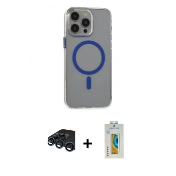 MARSİLYAN™- iPhone 15 Pro Max Kılıf Odak Form Özel Seri - Siyah Polymer Nano Ekran Koruyucu + Raze Metal Kamera Lens - LT