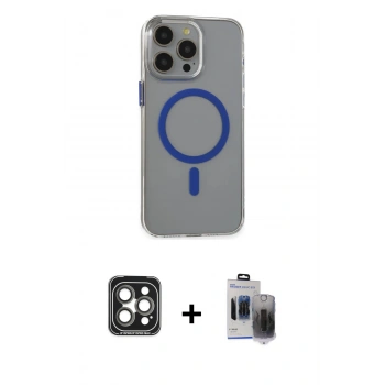 MARSİLYAN™- iPhone 15 Pro Max Kılıf Odak Form Özel Seri - Siyah Vanessa Magic Hayalet Cam + PVD Metal Kamera Lens - GI