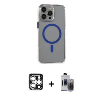 MARSİLYAN™- iPhone 15 Pro Max Kılıf Odak Form Özel Seri - Siyah Vanessa Magic Hayalet Cam + PVD Metal Kamera Lens - GS