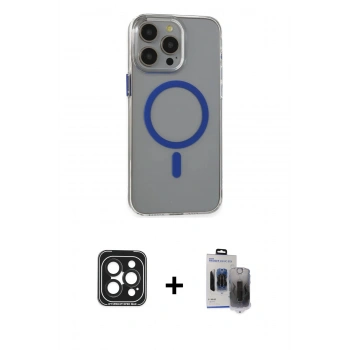 MARSİLYAN™- iPhone 15 Pro Max Kılıf Odak Form Özel Seri - Siyah Vanessa Magic Hayalet Cam + PVD Metal Kamera Lens - SH