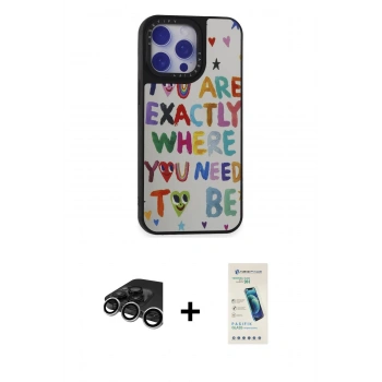 MARSİLYAN™- iPhone 15 Pro Max Kılıf Odak Klasik Serisi - Şeffaf Pasifik Cam Ekran Koruyucu + Raze Metal Kamera Lens - GS