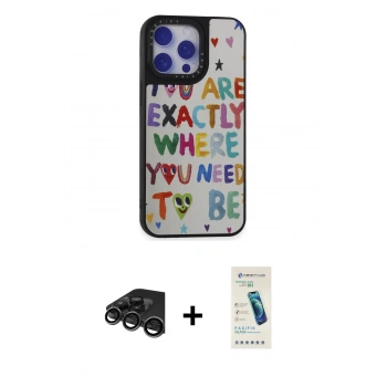 MARSİLYAN™- iPhone 15 Pro Max Kılıf Odak Klasik Serisi - Şeffaf Pasifik Cam Ekran Koruyucu + Raze Metal Kamera Lens - TMGI
