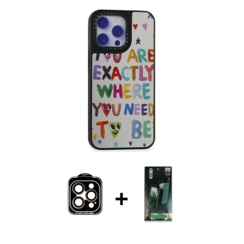 MARSİLYAN™- iPhone 15 Pro Max Kılıf Odak Klasik Serisi - Siyah 360 Mat Full Body Arka Koruyucu + PVD Metal Kamera Lens - TU