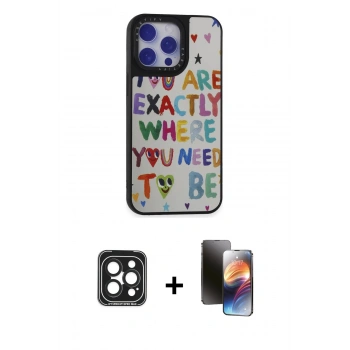 MARSİLYAN™- iPhone 15 Pro Max Kılıf Odak Klasik Serisi - Siyah 3D Antistatik Mat Seramik Nano Ekran Koruyucu + PVD Metal Kamera Lens - SH