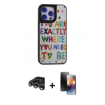 MARSİLYAN™- iPhone 15 Pro Max Kılıf Odak Klasik Serisi - Siyah 3D Antistatik Mat Seramik Nano Ekran Koruyucu + Raze Metal Kamera Lens - GS