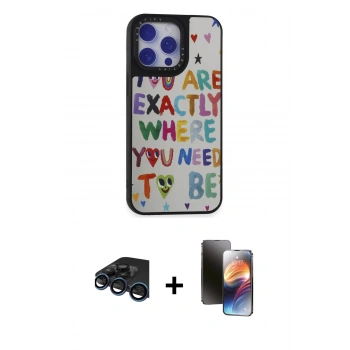MARSİLYAN™- iPhone 15 Pro Max Kılıf Odak Klasik Serisi - Siyah 3D Antistatik Mat Seramik Nano Ekran Koruyucu + Raze Metal Kamera Lens - LT