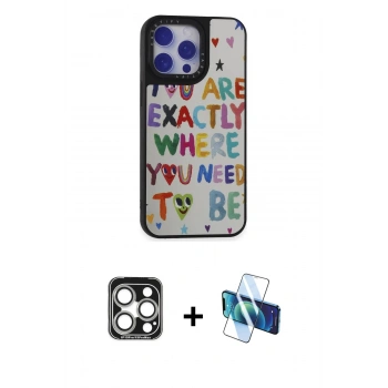 MARSİLYAN™- iPhone 15 Pro Max Kılıf Odak Klasik Serisi - Siyah 3D Antistatik Seramik Nano Ekran Koruyucu + PVD Metal Kamera Lens - GS