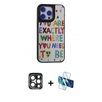 MARSİLYAN™- iPhone 15 Pro Max Kılıf Odak Klasik Serisi - Siyah 3D Antistatik Seramik Nano Ekran Koruyucu + PVD Metal Kamera Lens - LT