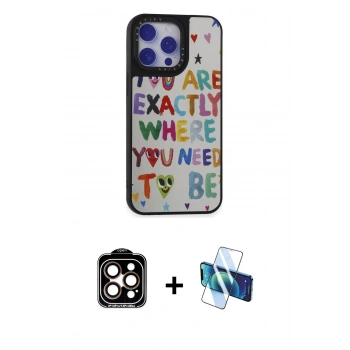 MARSİLYAN™- iPhone 15 Pro Max Kılıf Odak Klasik Serisi - Siyah 3D Antistatik Seramik Nano Ekran Koruyucu + PVD Metal Kamera Lens - TU