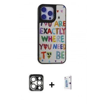 MARSİLYAN™- iPhone 15 Pro Max Kılıf Odak Klasik Serisi - Siyah Bilvis 0.18mm Plus Cam Ekran Koruyucu + PVD Metal Kamera Lens - GS