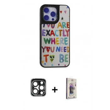 MARSİLYAN™- iPhone 15 Pro Max Kılıf Odak Klasik Serisi - Siyah Bilvis 3D Cam Ekran Koruyucu + PVD Metal Kamera Lens - LT