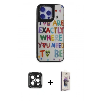 MARSİLYAN™- iPhone 15 Pro Max Kılıf Odak Klasik Serisi - Siyah Bilvis 3D Cam Ekran Koruyucu + PVD Metal Kamera Lens - SH