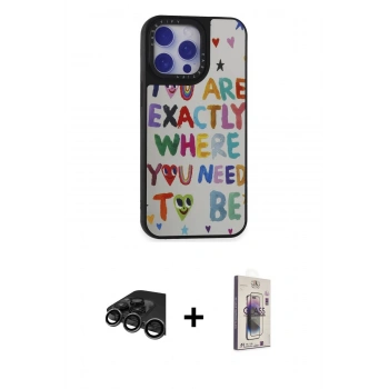 MARSİLYAN™- iPhone 15 Pro Max Kılıf Odak Klasik Serisi - Siyah Bilvis 3D Cam Ekran Koruyucu + Raze Metal Kamera Lens - TMGI