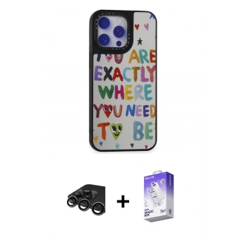 MARSİLYAN™- iPhone 15 Pro Max Kılıf Odak Klasik Serisi - Siyah Bilvis 5in1 3D Magic Cam Ekran Koruyucu + Raze Metal Kamera Lens - TMGI