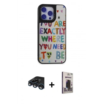 MARSİLYAN™- iPhone 15 Pro Max Kılıf Odak Klasik Serisi - Siyah Bilvis Hayalet Cam Ekran Koruyucu + Raze Metal Kamera Lens - LT