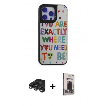 MARSİLYAN™- iPhone 15 Pro Max Kılıf Odak Klasik Serisi - Siyah Bilvis Hayalet Cam Ekran Koruyucu + Raze Metal Kamera Lens - TMGI