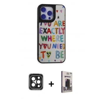 MARSİLYAN™- iPhone 15 Pro Max Kılıf Odak Klasik Serisi - Siyah Bilvis Hayalet Cam Ekran Koruyucu + PVD Metal Kamera Lens - SH