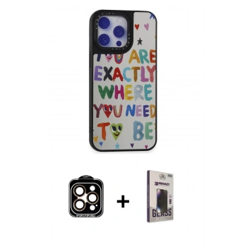 MARSİLYAN™- iPhone 15 Pro Max Kılıf Odak Klasik Serisi - Siyah Bilvis Hayalet Cam Ekran Koruyucu + PVD Metal Kamera Lens - TU