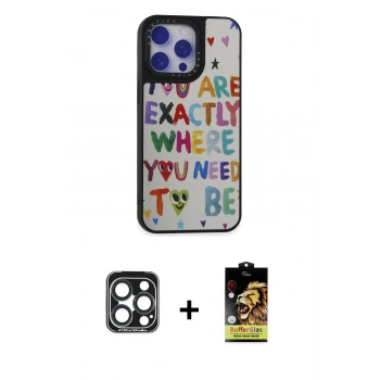 MARSİLYAN™- iPhone 15 Pro Max Kılıf Odak Klasik Serisi - Siyah Buffer Cam Ekran Koruyucu + PVD Metal Kamera Lens - LT