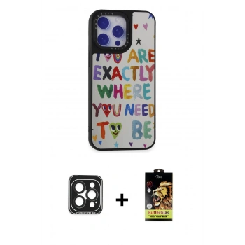 MARSİLYAN™- iPhone 15 Pro Max Kılıf Odak Klasik Serisi - Siyah Buffer Cam Ekran Koruyucu + PVD Metal Kamera Lens - SH
