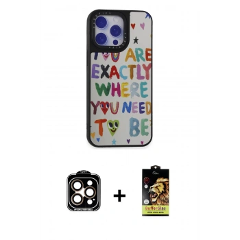 MARSİLYAN™- iPhone 15 Pro Max Kılıf Odak Klasik Serisi - Siyah Buffer Cam Ekran Koruyucu + PVD Metal Kamera Lens - TU