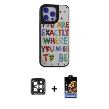 MARSİLYAN™- iPhone 15 Pro Max Kılıf Odak Klasik Serisi - Siyah Buffer Hayalet Cam Ekran Koruyucu + PVD Metal Kamera Lens - GI