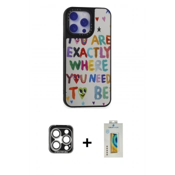 MARSİLYAN™- iPhone 15 Pro Max Kılıf Odak Klasik Serisi - Siyah Polymer Nano Ekran Koruyucu + PVD Metal Kamera Lens - GS