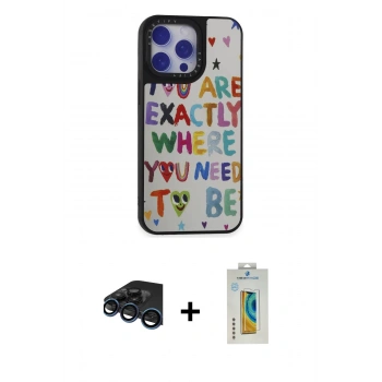 MARSİLYAN™- iPhone 15 Pro Max Kılıf Odak Klasik Serisi - Siyah Polymer Nano Ekran Koruyucu + Raze Metal Kamera Lens - LT