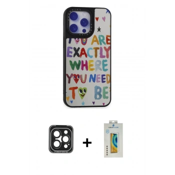 MARSİLYAN™- iPhone 15 Pro Max Kılıf Odak Klasik Serisi - Siyah Polymer Nano Ekran Koruyucu + PVD Metal Kamera Lens - SH