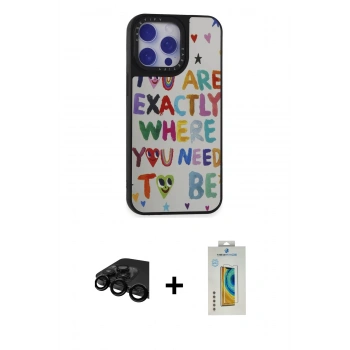 MARSİLYAN™- iPhone 15 Pro Max Kılıf Odak Klasik Serisi - Siyah Polymer Nano Ekran Koruyucu + Raze Metal Kamera Lens - SH