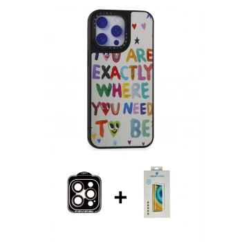 MARSİLYAN™- iPhone 15 Pro Max Kılıf Odak Klasik Serisi - Siyah Polymer Nano Ekran Koruyucu + PVD Metal Kamera Lens - TU