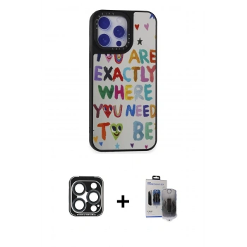 MARSİLYAN™- iPhone 15 Pro Max Kılıf Odak Klasik Serisi - Siyah Vanessa Magic Hayalet Cam + PVD Metal Kamera Lens - LT
