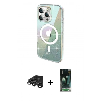 MARSİLYAN™- iPhone 15 Pro Max Kılıf Odak Modern Serisi - Şeffaf 360 Full Body Arka Koruyucu + Raze Metal Kamera Lens - TMGI