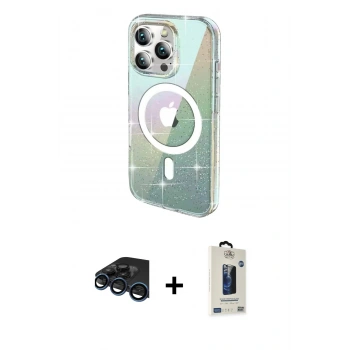 MARSİLYAN™- iPhone 15 Pro Max Kılıf Odak Modern Serisi - Siyah Bilvis Hayalet Cam Ekran Koruyucu + Raze Metal Kamera Lens - LT