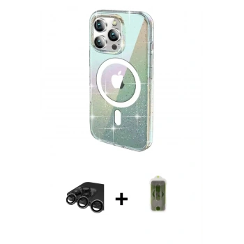 MARSİLYAN™- iPhone 15 Pro Max Kılıf Odak Modern Serisi - Siyah Joko Magic 5D Hayalet Cam + Raze Metal Kamera Lens - TMGI