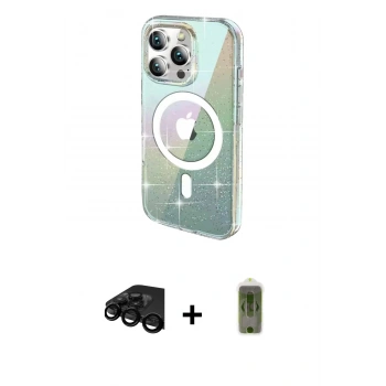 MARSİLYAN™- iPhone 15 Pro Max Kılıf Odak Modern Serisi - Siyah Joko Magic 5D Hayalet Cam + Raze Metal Kamera Lens - SH