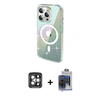 MARSİLYAN™- iPhone 15 Pro Max Kılıf Odak Modern Serisi - Siyah Vanessa Magic Cam + PVD Metal Kamera Lens - GI