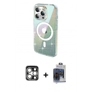 MARSİLYAN™- iPhone 15 Pro Max Kılıf Odak Modern Serisi - Siyah Vanessa Magic Cam + PVD Metal Kamera Lens - GS
