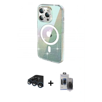 MARSİLYAN™- iPhone 15 Pro Max Kılıf Odak Modern Serisi - Siyah Vanessa Magic Hayalet Cam + Raze Metal Kamera Lens - LT