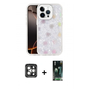 MARSİLYAN™- iPhone 15 Pro Max Kılıf Odak Prime - Şeffaf 360 Full Body Arka Koruyucu + PVD Metal Kamera Lens - GI