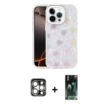 MARSİLYAN™- iPhone 15 Pro Max Kılıf Odak Prime - Şeffaf 360 Full Body Arka Koruyucu + PVD Metal Kamera Lens - GS