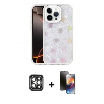 MARSİLYAN™- iPhone 15 Pro Max Kılıf Odak Prime - Siyah 3D Antistatik Mat Seramik Nano Ekran Koruyucu + PVD Metal Kamera Lens - GI