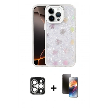 MARSİLYAN™- iPhone 15 Pro Max Kılıf Odak Prime - Siyah 3D Antistatik Mat Seramik Nano Ekran Koruyucu + PVD Metal Kamera Lens - GS