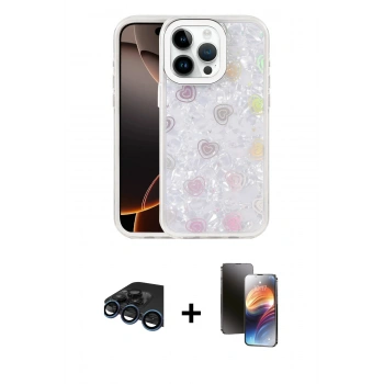 MARSİLYAN™- iPhone 15 Pro Max Kılıf Odak Prime - Siyah 3D Antistatik Mat Seramik Nano Ekran Koruyucu + Raze Metal Kamera Lens - LT