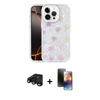 MARSİLYAN™- iPhone 15 Pro Max Kılıf Odak Prime - Siyah 3D Antistatik Mat Seramik Nano Ekran Koruyucu + Raze Metal Kamera Lens - SH