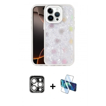 MARSİLYAN™- iPhone 15 Pro Max Kılıf Odak Prime - Siyah 3D Antistatik Seramik Nano Ekran Koruyucu + PVD Metal Kamera Lens - GS